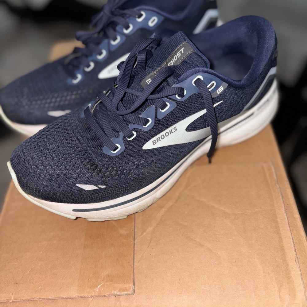 Brooks Men's Navy and White Athletic Shoes